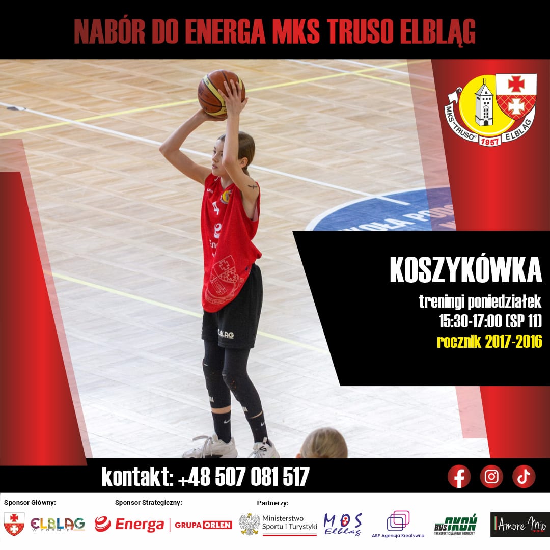 Plakat zajęć koszykówki MKS Truso