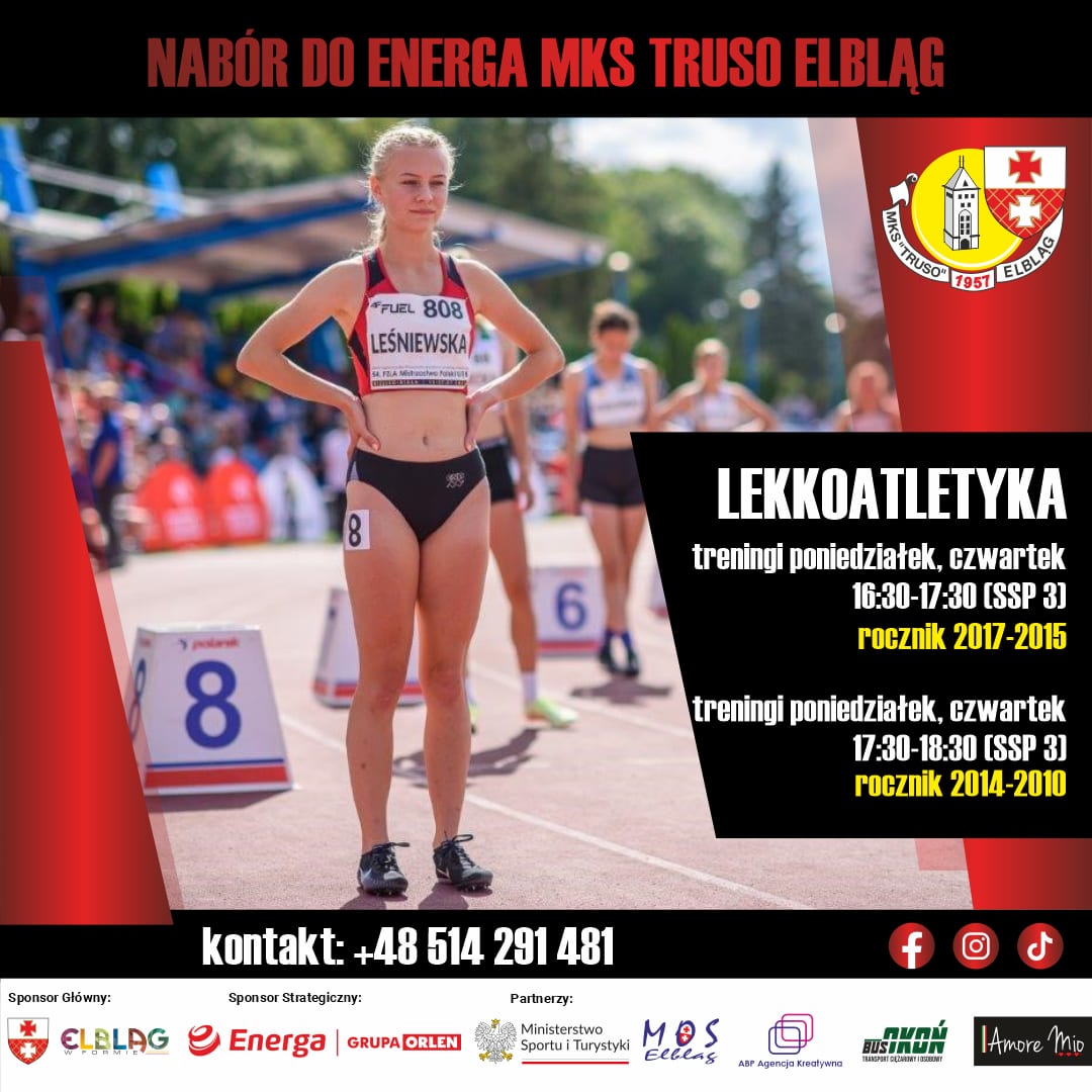 Plakat zajęć lekkoatletyki MKS Truso